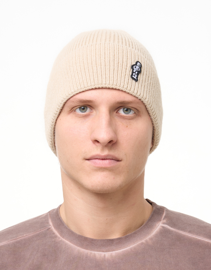 Шапка We Don’t Care Embroidered Logo Beanie Beige